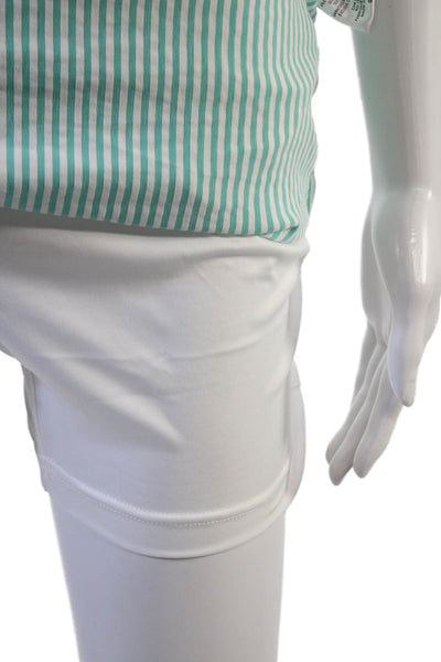 Renuar Womens Striped Print Stretch Casual A-Line Mini Skirt Green Size 4