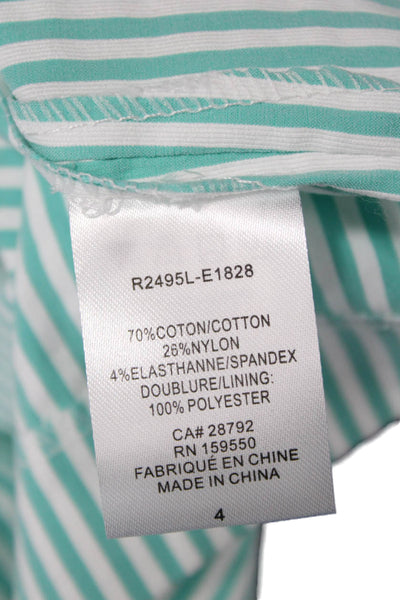 Renuar Womens Striped Print Stretch Casual A-Line Mini Skirt Green Size 4