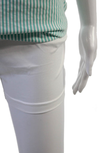Renuar Womens Striped Print Stretch A-Line Mini Skirt Green Size 14