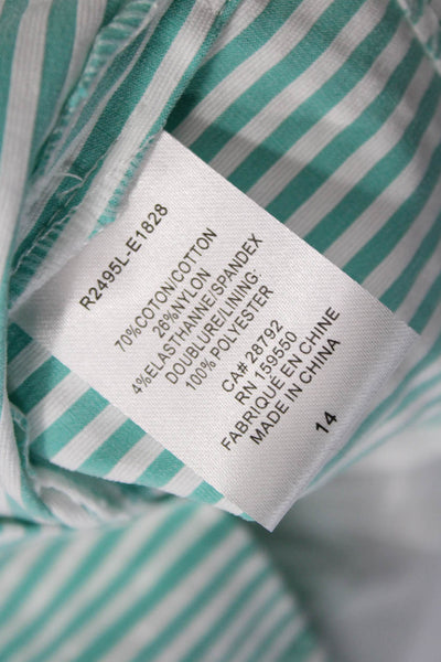 Renuar Womens Striped Print Stretch A-Line Mini Skirt Green Size 14
