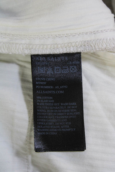 Allsaints Womens Stove Fit Straight Leg Skinny Button Fly Pants Beige Size 32