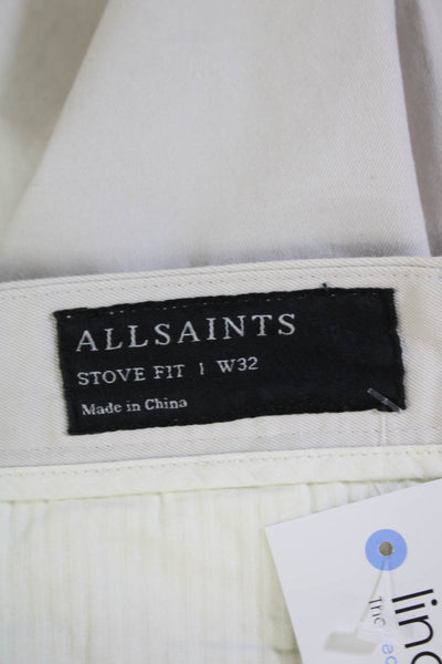 Allsaints Womens Stove Fit Straight Leg Skinny Button Fly Pants Beige Size 32