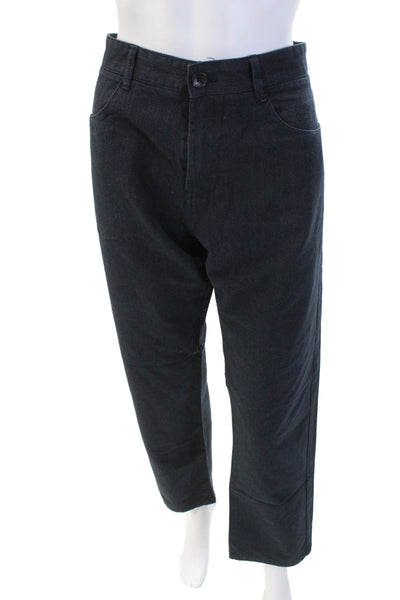 Calvin Klein Womens Cotton Body Fit Straight Leg Zip Fly Pants Blue Size 34
