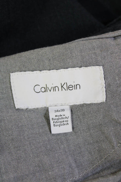 Calvin Klein Womens Cotton Body Fit Straight Leg Zip Fly Pants Blue Size 34