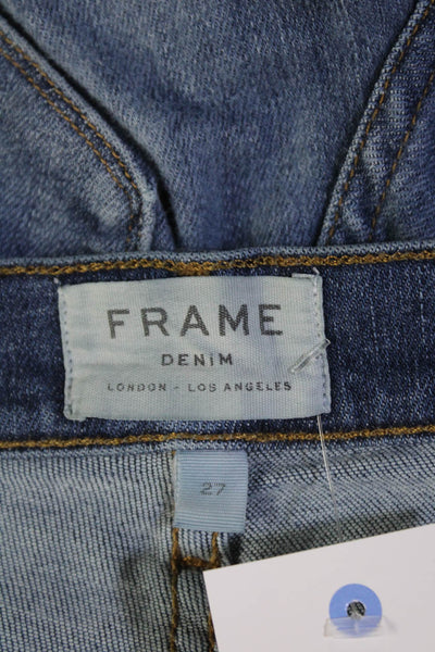 Frame Denim Womens Cotton Le Skinny de Jeanne Distressed Jeans Blue Size 27