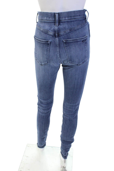 AYR Womens Cotton Skinny Fit Frayed Hem Zip Fly Denim Jeans Blue Size 27