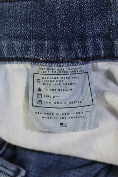 AYR Womens Cotton Skinny Fit Frayed Hem Zip Fly Denim Jeans Blue Size 27