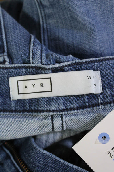 AYR Womens Cotton Skinny Fit Frayed Hem Zip Fly Denim Jeans Blue Size 27