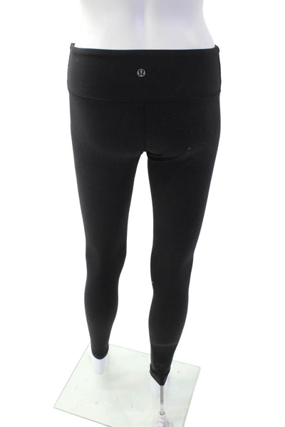 Lululemon Womens Textured Lined Skinny Fitted Athletic Leggings Black Size S