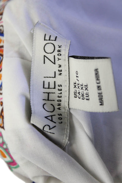 Rachel Zoe Womens Open Front Notched Lapel Paisley Blazer Jacket White Multi XL