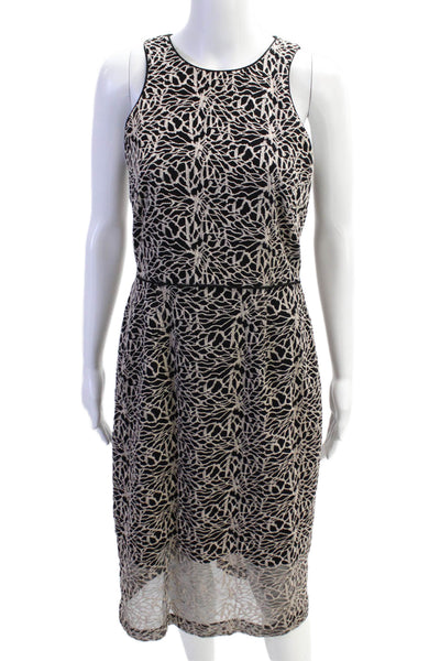 Tahari  ASL Womens Round Neck Sleeveless Zip Long Colorblock Dress Black Size 08