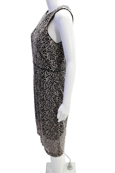 Tahari  ASL Womens Round Neck Sleeveless Zip Long Colorblock Dress Black Size 08