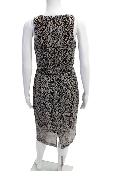 Tahari  ASL Womens Round Neck Sleeveless Zip Long Colorblock Dress Black Size 08