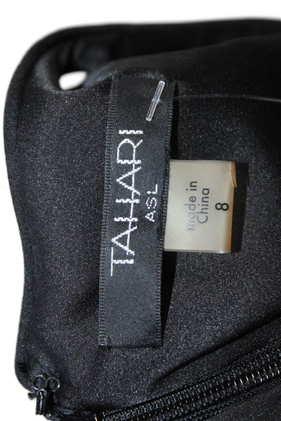 Tahari  ASL Womens Round Neck Sleeveless Zip Long Colorblock Dress Black Size 08