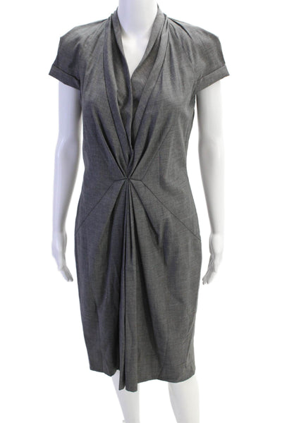 Boss Hugo Boss Womens Cotton Short Sleeve V-neck Lined Short Dress Gray Size S