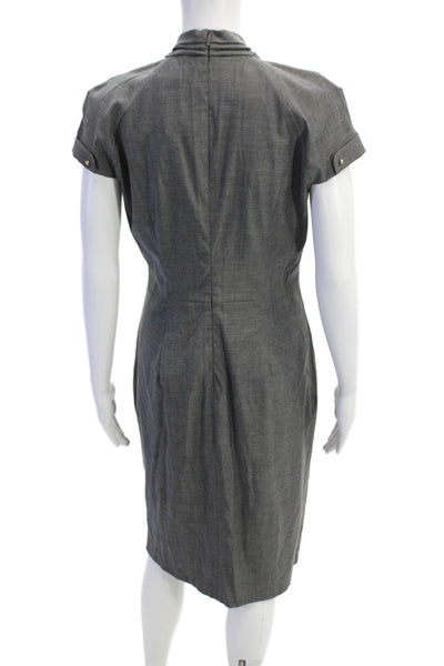 Boss Hugo Boss Womens Cotton Short Sleeve V-neck Lined Short Dress Gray Size S