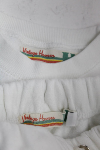 Vintage Havana Girls Round Neck Crewneck Sweater Sweatpants Set White Size S