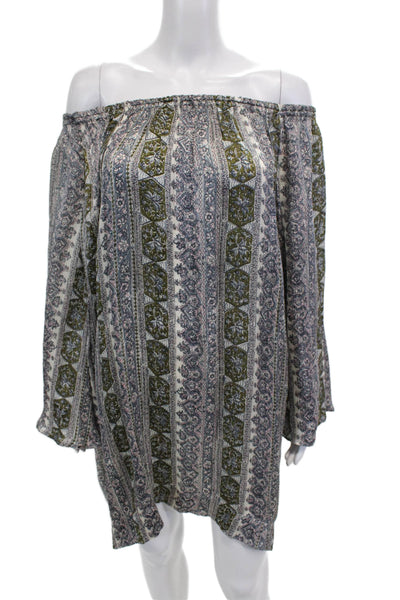Calypso Saint Barth Womens Silk Long Sleeve Floral Shift Dress Multi Size L