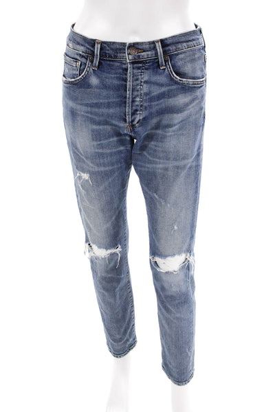 Citizens of Humanity Womens Cotton Distressed Detail Skinny Jeans Blue Size 25