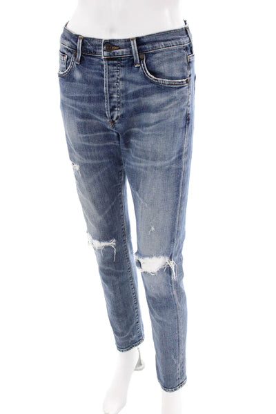 Citizens of Humanity Womens Cotton Distressed Detail Skinny Jeans Blue Size 25