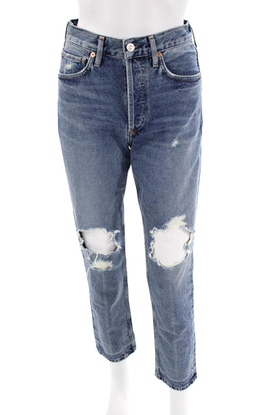 Citizens of Humanity Womens Cotton Distressed Detail Buttoned Jeans Blue Size 24