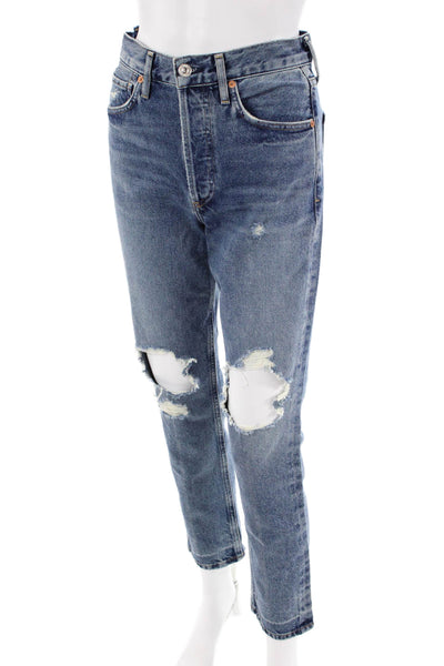 Citizens of Humanity Womens Cotton Distressed Detail Buttoned Jeans Blue Size 24