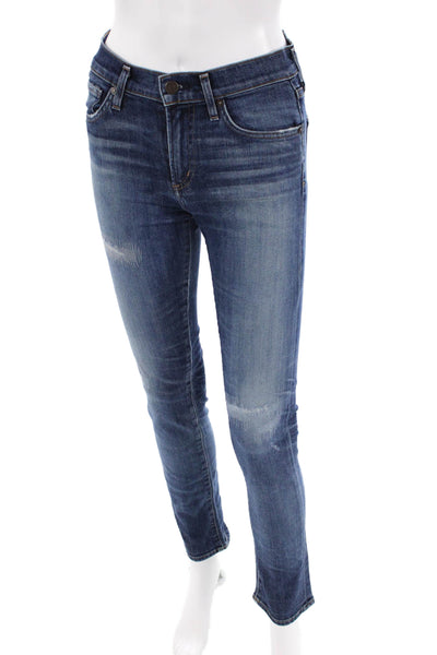 Citizens of Humanity Womens Cotton Pocketed Distressed Skinny Jeans Blue Size 24