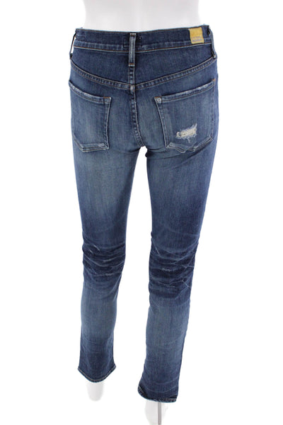 Citizens of Humanity Womens Cotton Pocketed Distressed Skinny Jeans Blue Size 24