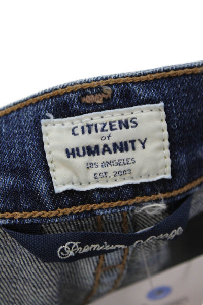 Citizens of Humanity Womens Cotton Pocketed Distressed Skinny Jeans Blue Size 24