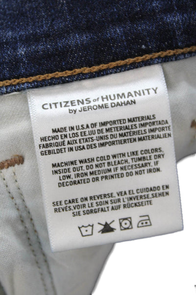 Citizens of Humanity Womens Cotton Pocketed Distressed Skinny Jeans Blue Size 24