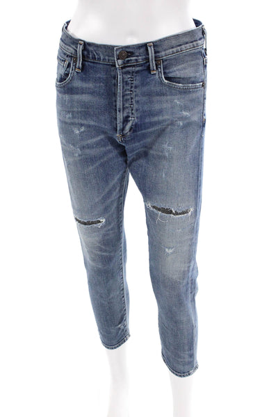 Citizens of Humanity Womens Cotton Distressed Patch Detail Jeans Blue Size 24
