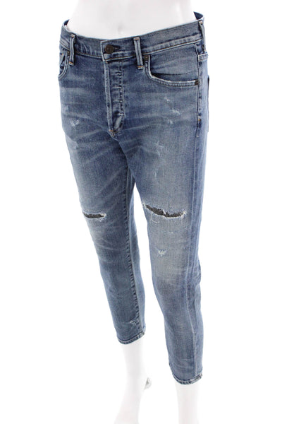 Citizens of Humanity Womens Cotton Distressed Patch Detail Jeans Blue Size 24