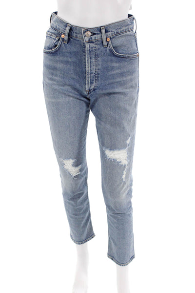 Citizens of Humanity Womens Cotton High Rise Distressed Jeans Blue Size 24
