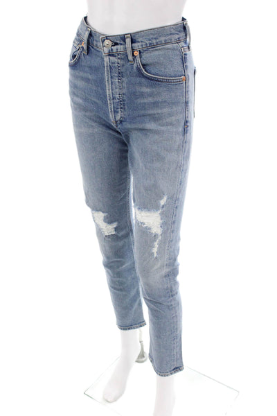 Citizens of Humanity Womens Cotton High Rise Distressed Jeans Blue Size 24