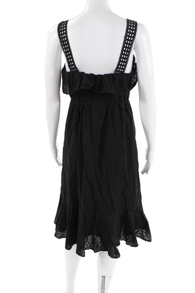 J Crew Womens Back Zip Sleeveless Square Neck Shift Dress Black Cotton Size 2
