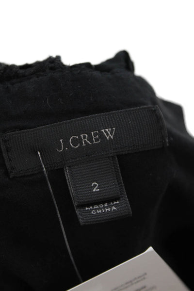 J Crew Womens Back Zip Sleeveless Square Neck Shift Dress Black Cotton Size 2