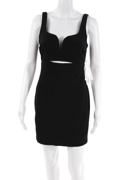 Aqua Womens Back Zip Sleeveless V Neck Cut Out Sheath Dress Black Size XS