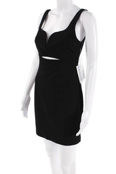 Aqua Womens Back Zip Sleeveless V Neck Cut Out Sheath Dress Black Size XS