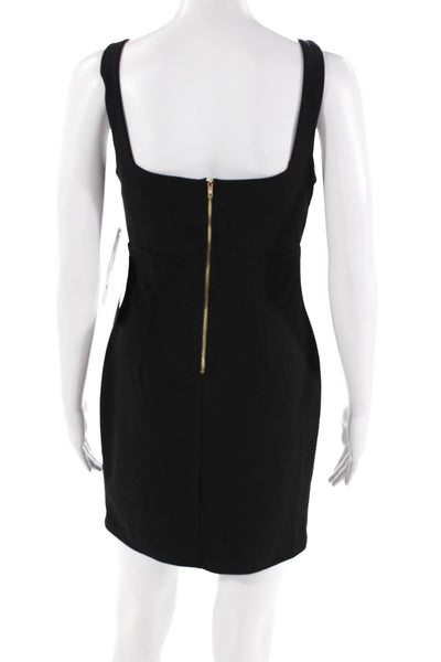 Aqua Womens Back Zip Sleeveless V Neck Cut Out Sheath Dress Black Size XS