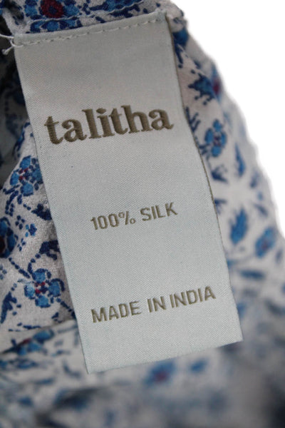 Talitha Womens Short Sleeve Cold Shoulder Silk Floral Dress Blue Red Size XS