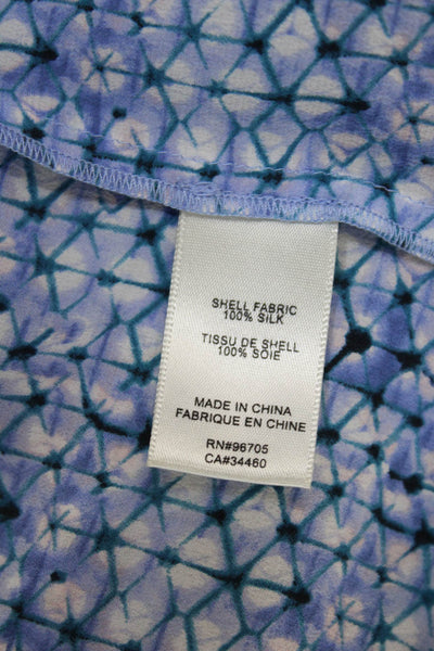 Rebecca Taylor Womens Silk Geometric Print Sleeveless Blouse Top Blue Size 10