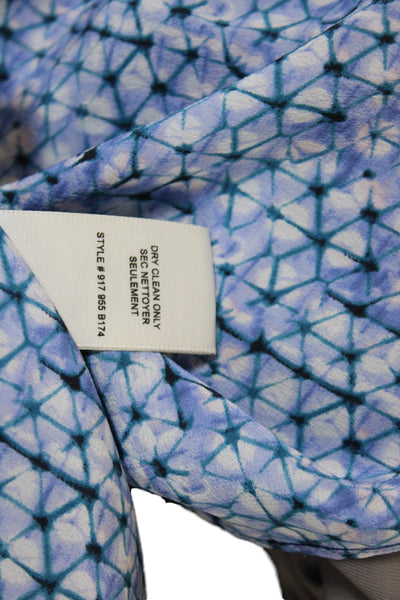 Rebecca Taylor Womens Silk Geometric Print Sleeveless Blouse Top Blue Size 10