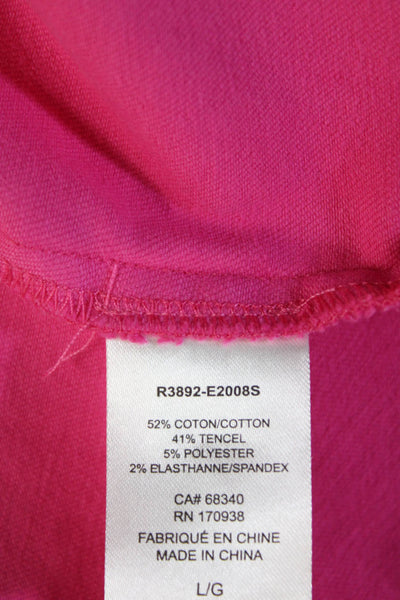 Renuar Womens Cotton Collared Buttoned Long Sleeve Denim Jacket Pink Size 2XL