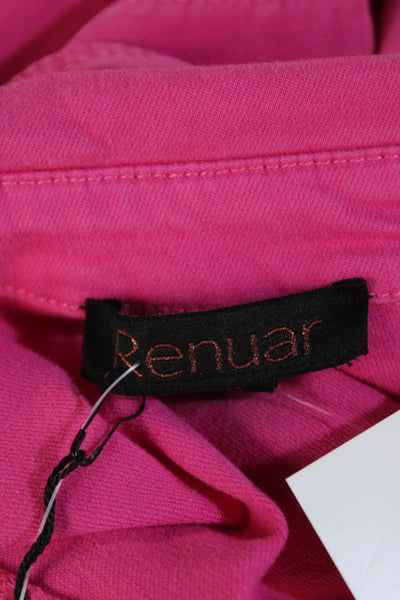 Renuar Womens Cotton Collared Buttoned Long Sleeve Denim Jacket Pink Size 2XL