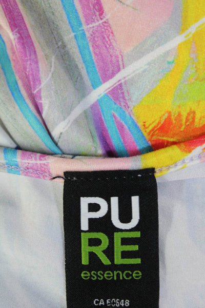 Pure Essence Womens Abstract Print Short Sleeve T-Shirt Dress Multicolor Size M