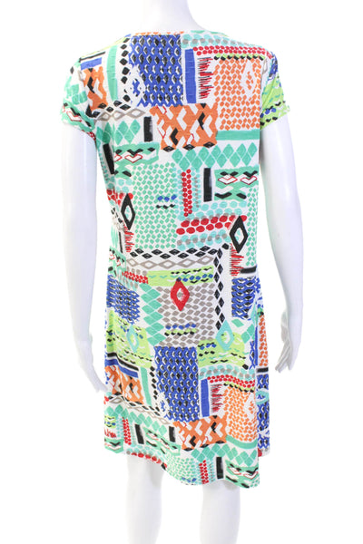 Pure Essence Womens Geometric Short Sleeve Mini T-Shirt Dress Multicolor Size S