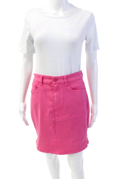 Renuar Womens Cotton Denim Stretch Zippered Mini Skirt Solid Pink Size XS