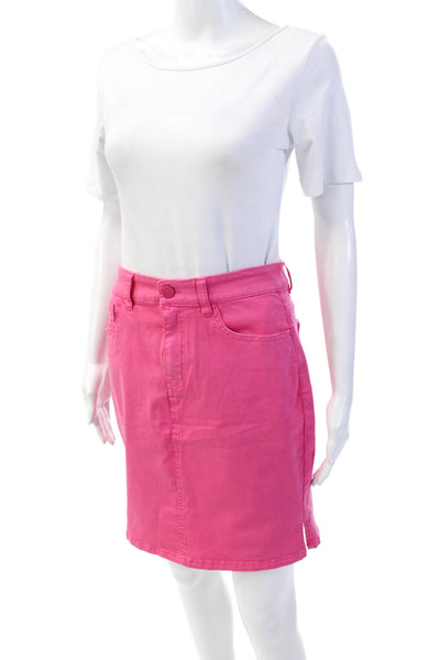 Renuar Womens Cotton Denim Stretch Zippered Mini Skirt Solid Pink Size XS