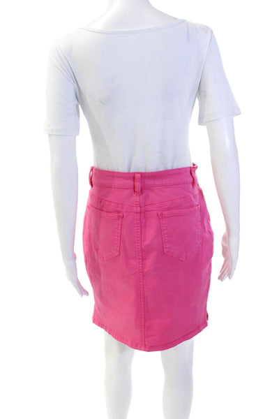 Renuar Womens Cotton Denim Stretch Zippered Mini Skirt Solid Pink Size XS