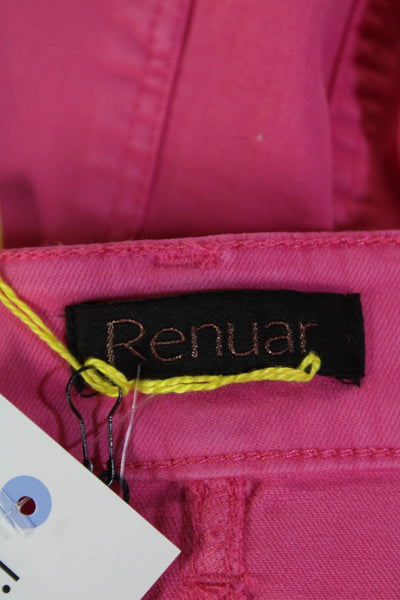 Renuar Womens Cotton Denim Stretch Zippered Mini Skirt Solid Pink Size XS